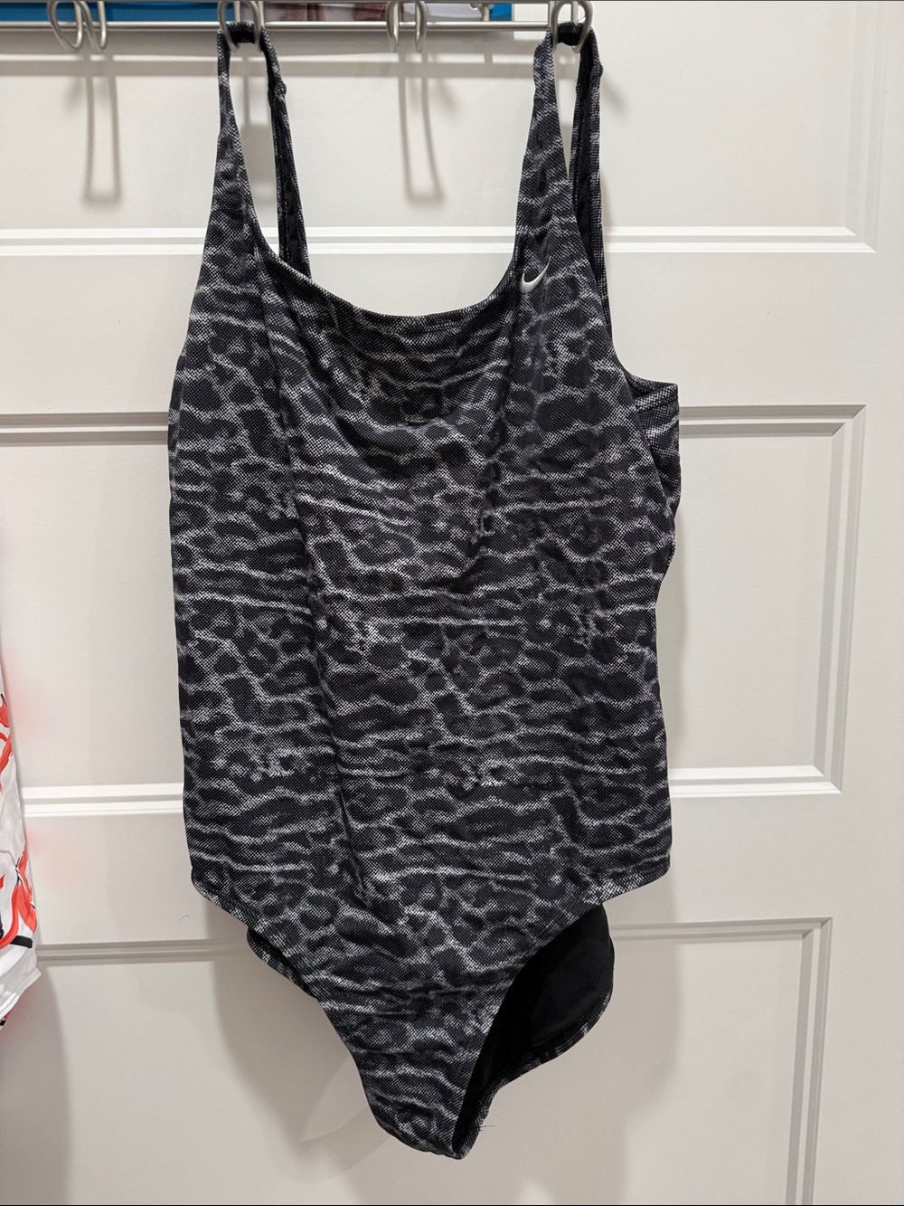 Nike Black & Gray Printed One-Piece Swimsuit